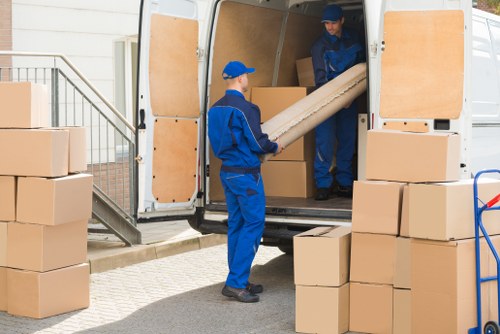 Man and van moving service in Westminster on a busy London street