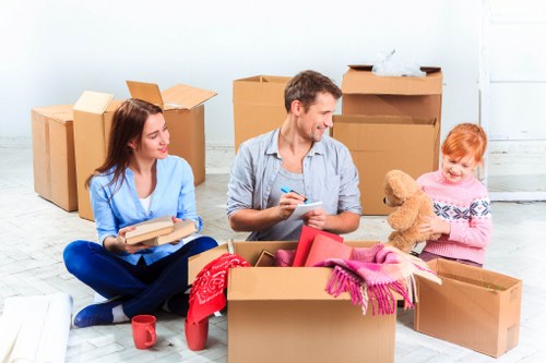 Professional commercial movers handling a Westminster business move