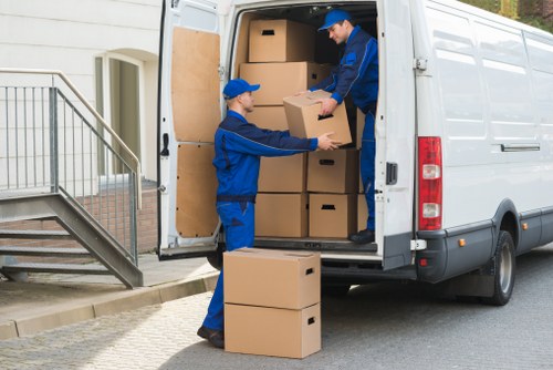 Westminster moving crew organizing items for transport