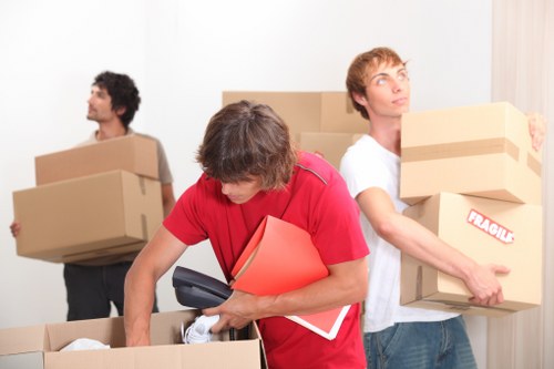 Packing and moving boxes during a UK relocation service