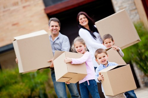 Preparation for loading furniture and boxes into a removal truck in Westminster