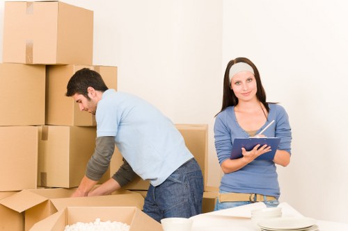 Secure office documents and workspace items prepared for relocation